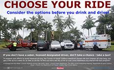 Image: "Choose Your Ride" poster at Kamehameha Ave.
