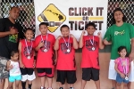 Age 7-8 Division, 1st Place—Game Time Kaʻū: Wesley Martinez (coach), Shesley Martinez, Weston Davis, Kaikea Kaupu-Manini, Jeremiah Dacalio, Rashad Kaupu (coach)
