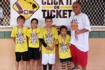 Age 7-8 Division, 2nd Place—Kohala Gold: Javin Perez, Leiana Carvalho, Elijah Antonio, Rebekah Fong, Paul Antonio (coach)