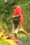 man walking on road