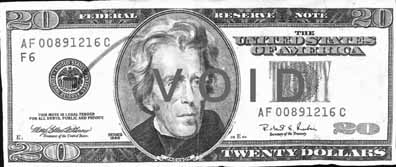 Front of counterfeit bill