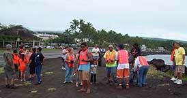 Image: participants picking up trash